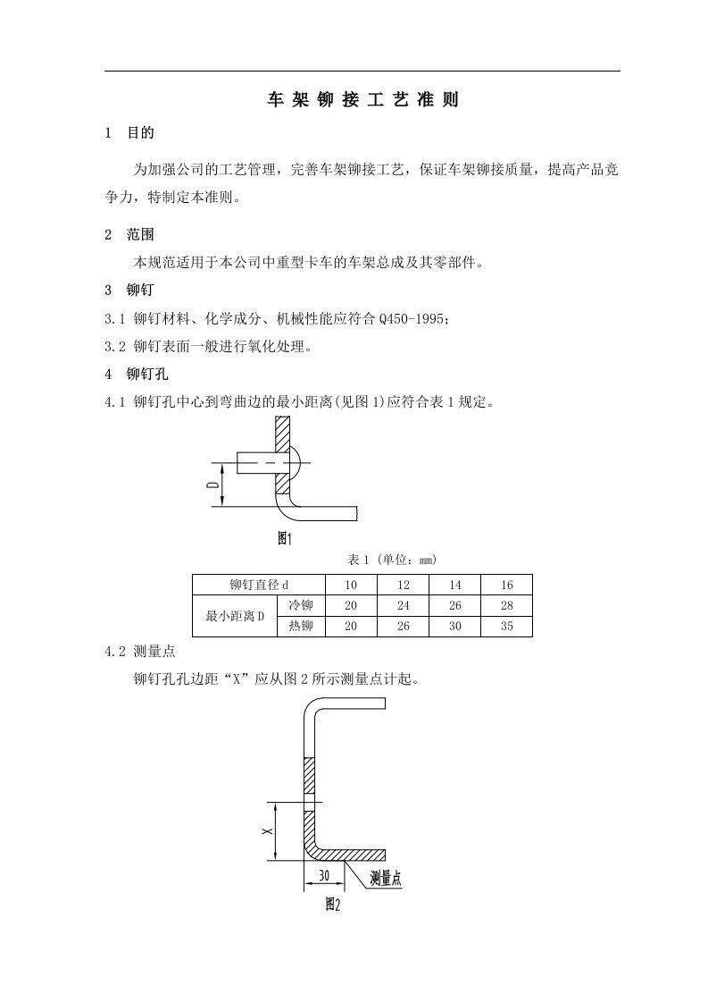 车架铆接工艺准则