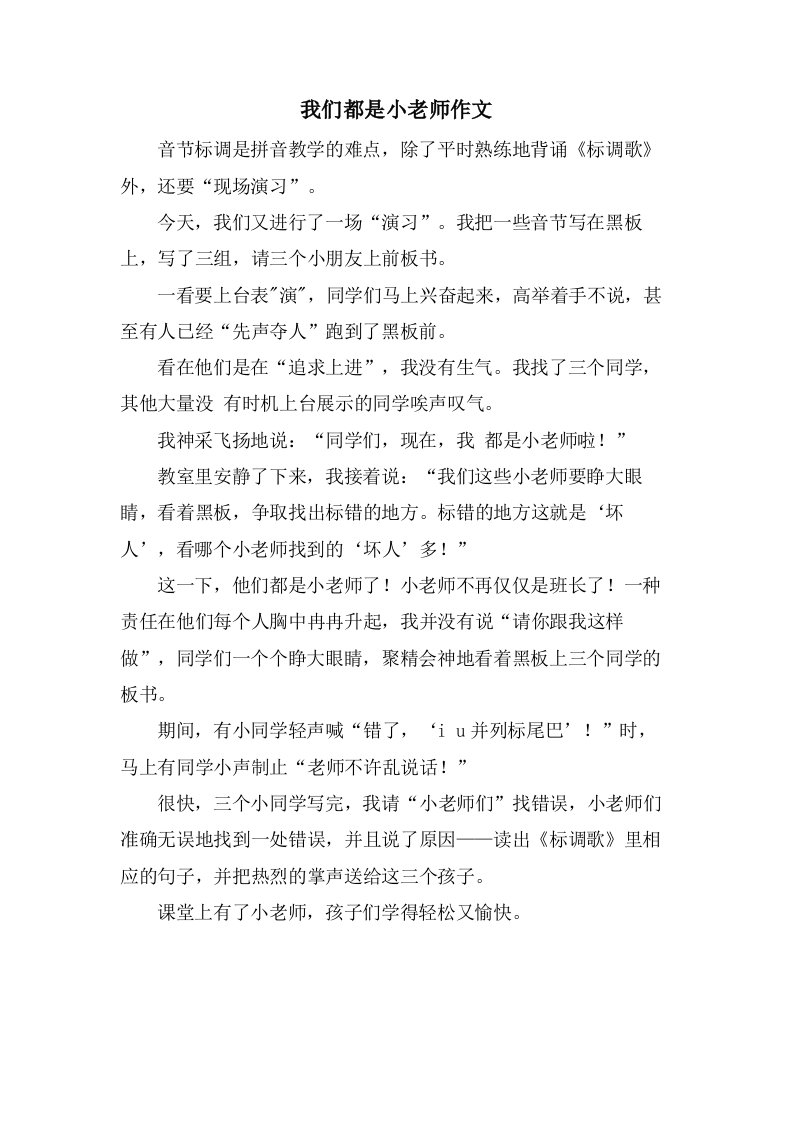 我们都是小老师作文