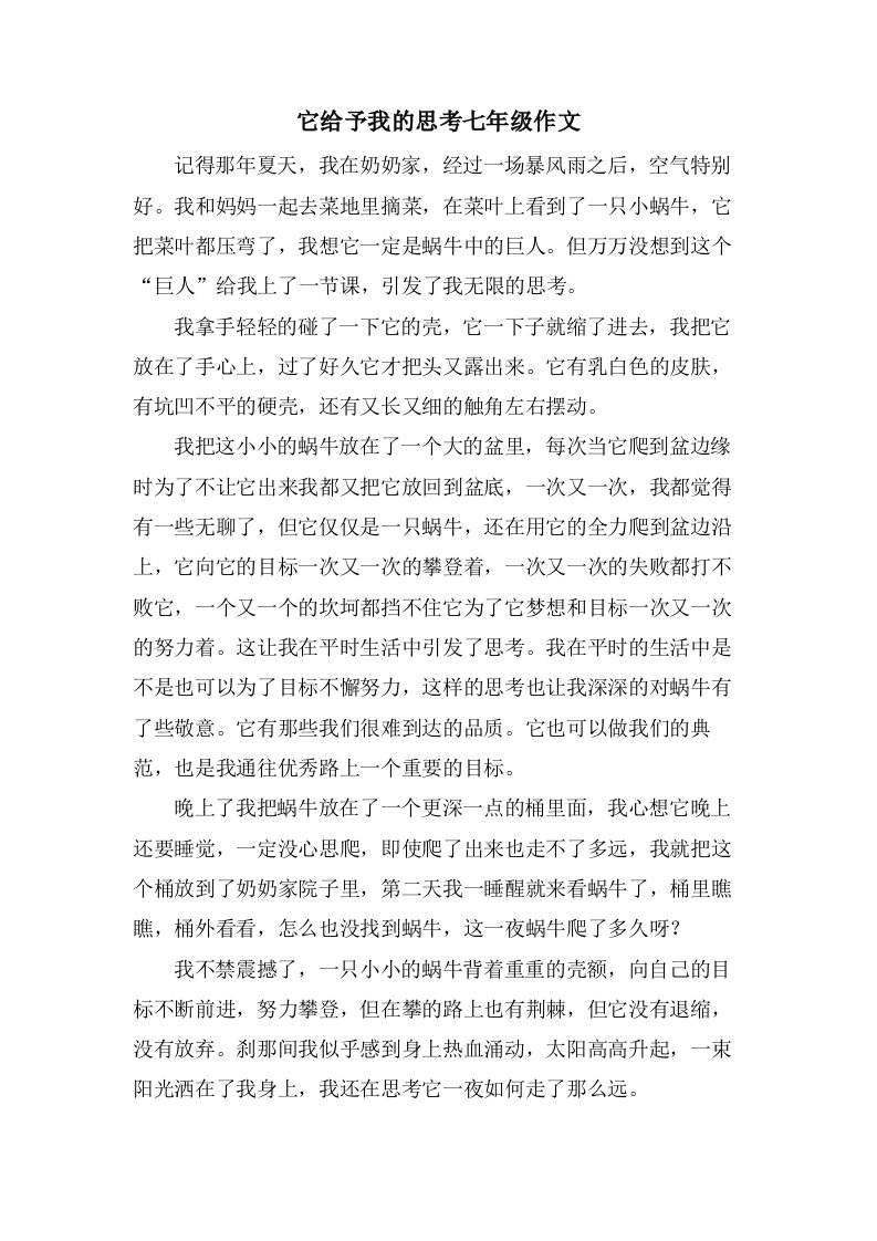 它给予我的思考七年级作文