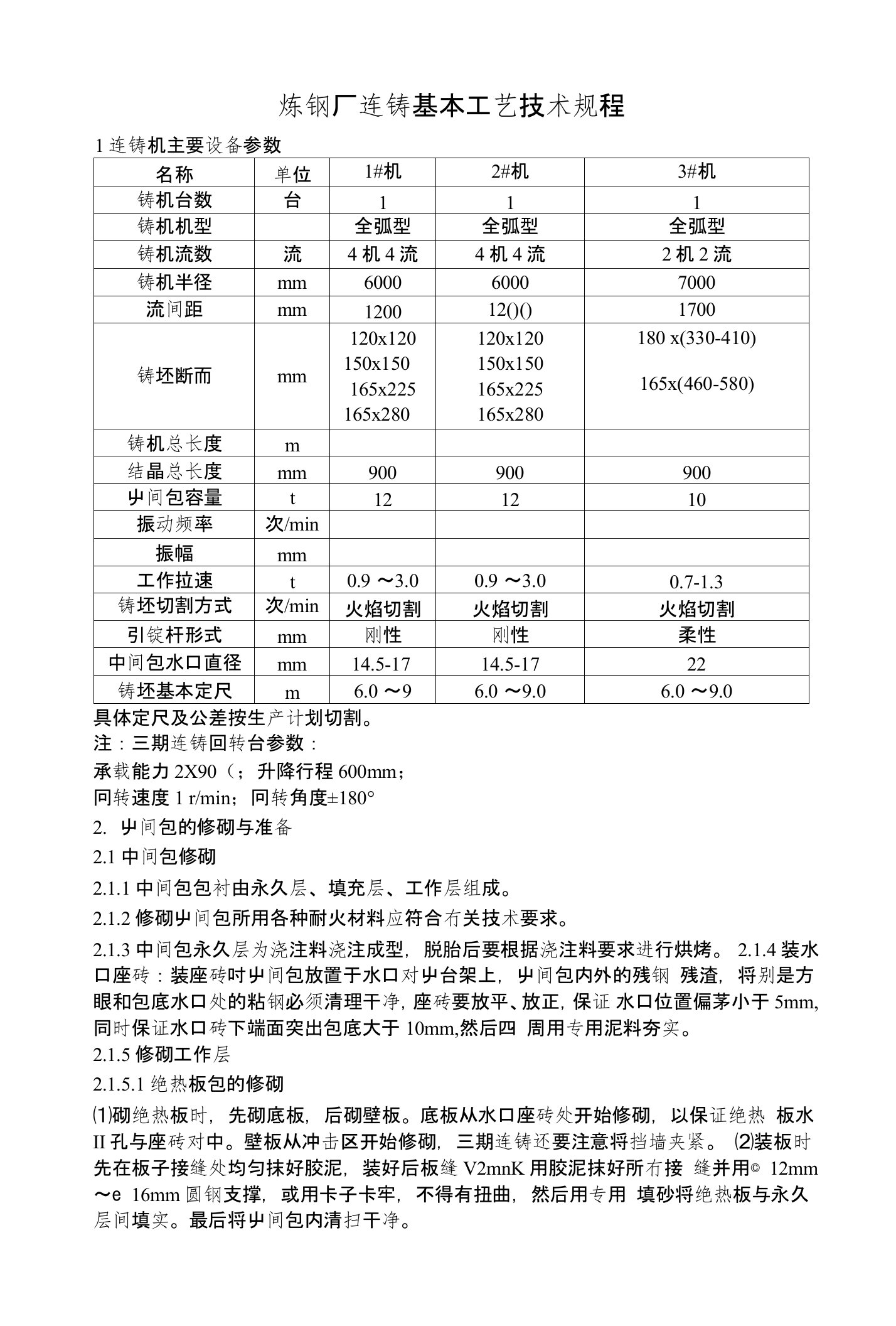 炼钢厂连铸基本工艺技术规程