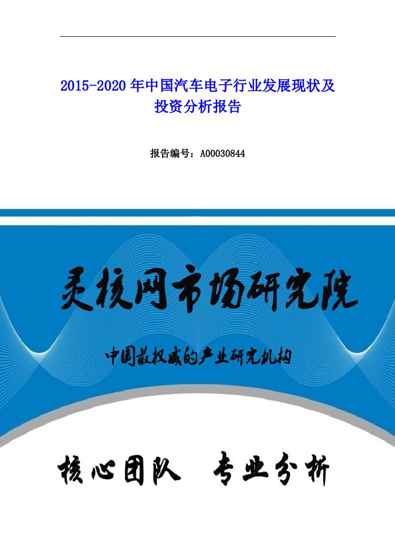 中国汽车电子行业市场分析与发展趋势研究报告-灵核网