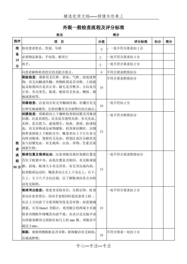 外眼一般检查流程及评分标准(共2页)