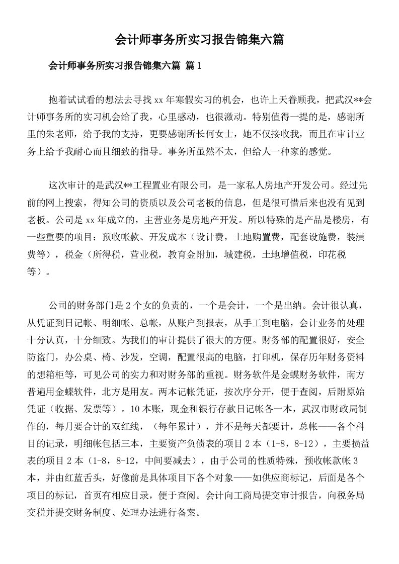 会计师事务所实习报告锦集六篇