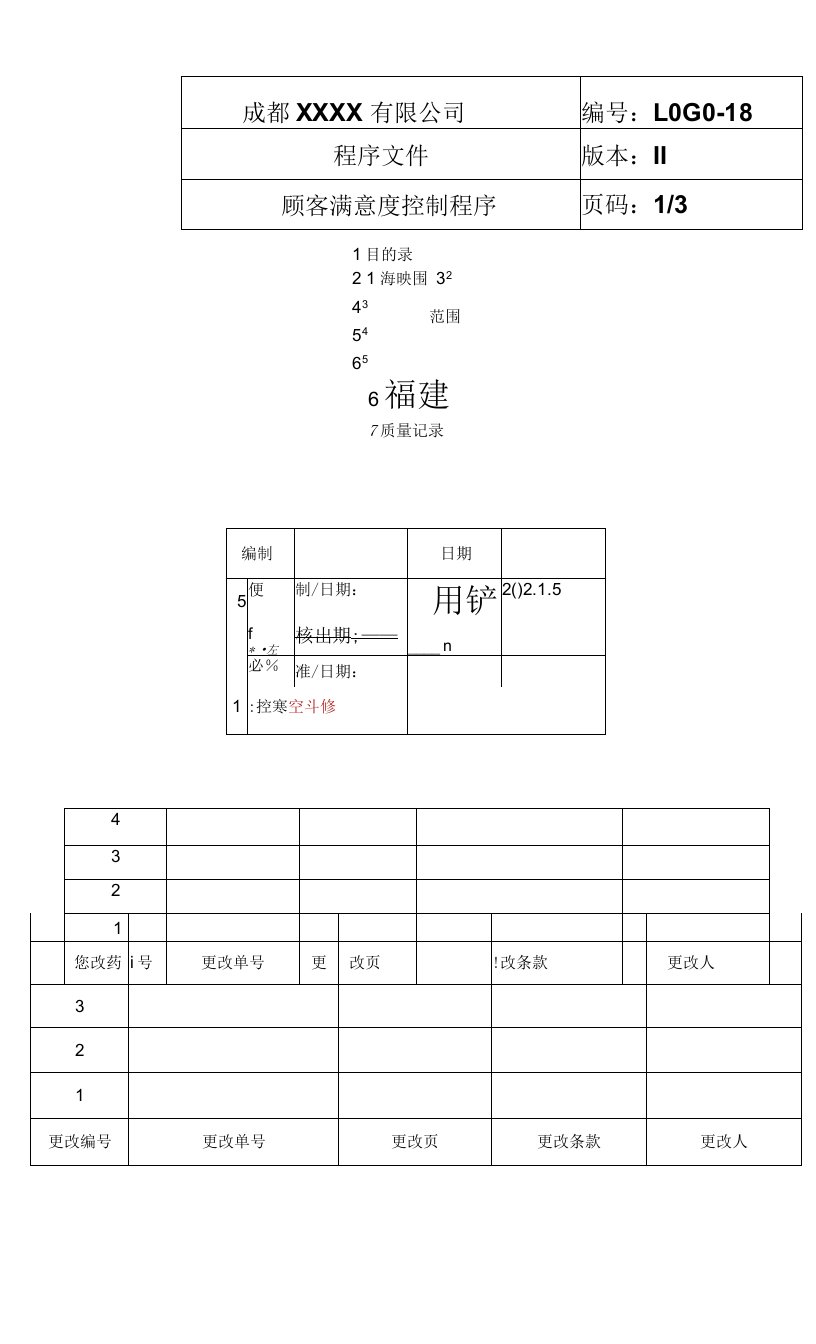 顾客满意度控制程序