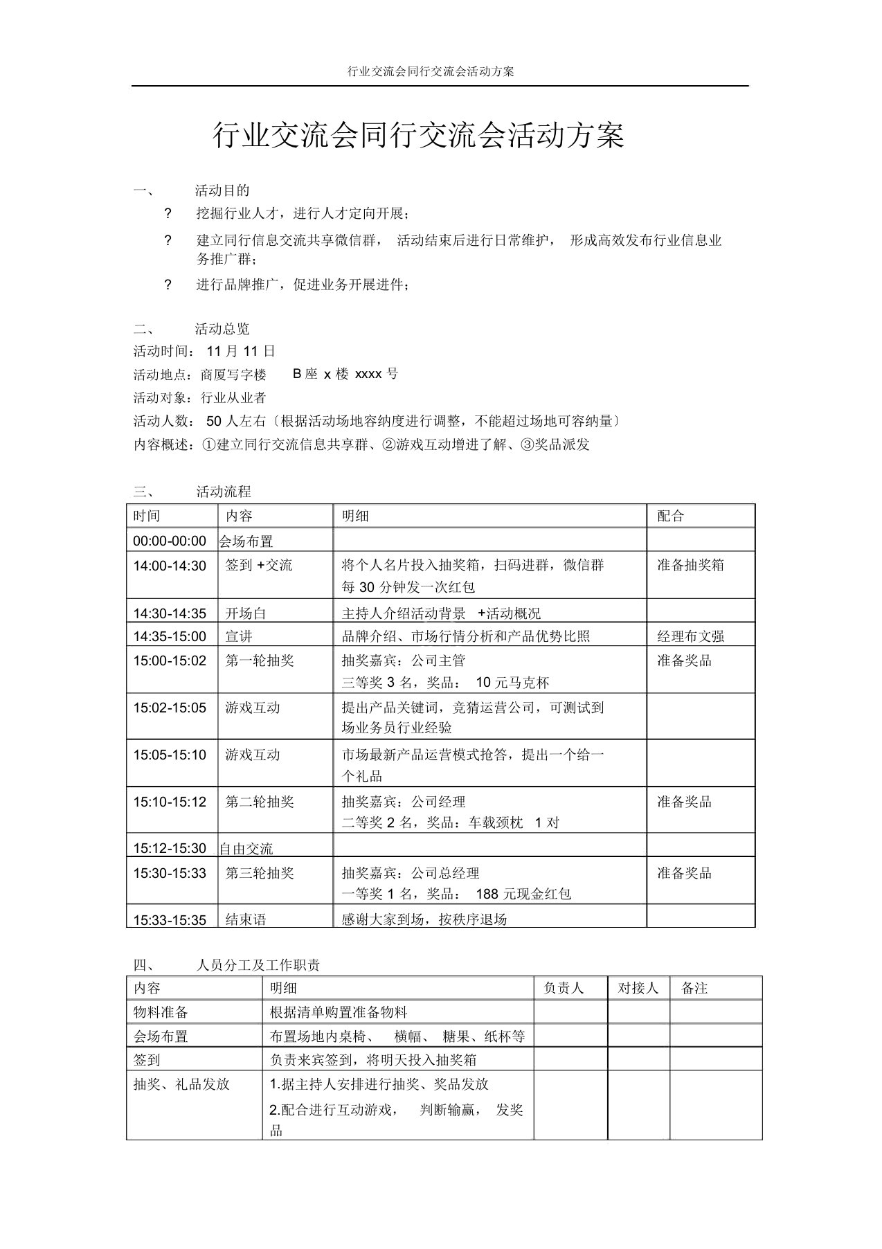 行业交流会同行交流会活动方案