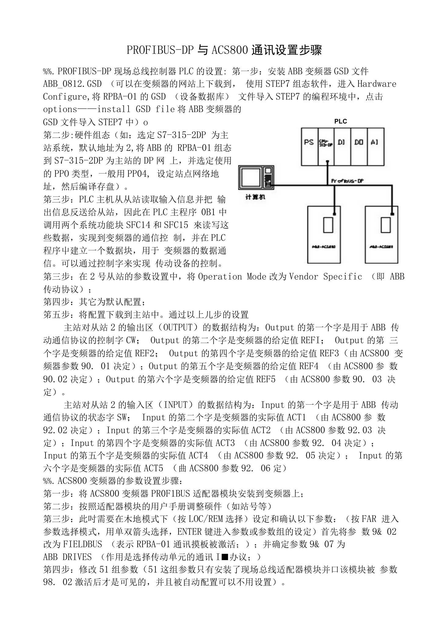 PROFIBUS-DP与ABB变频器之间通讯设置步骤