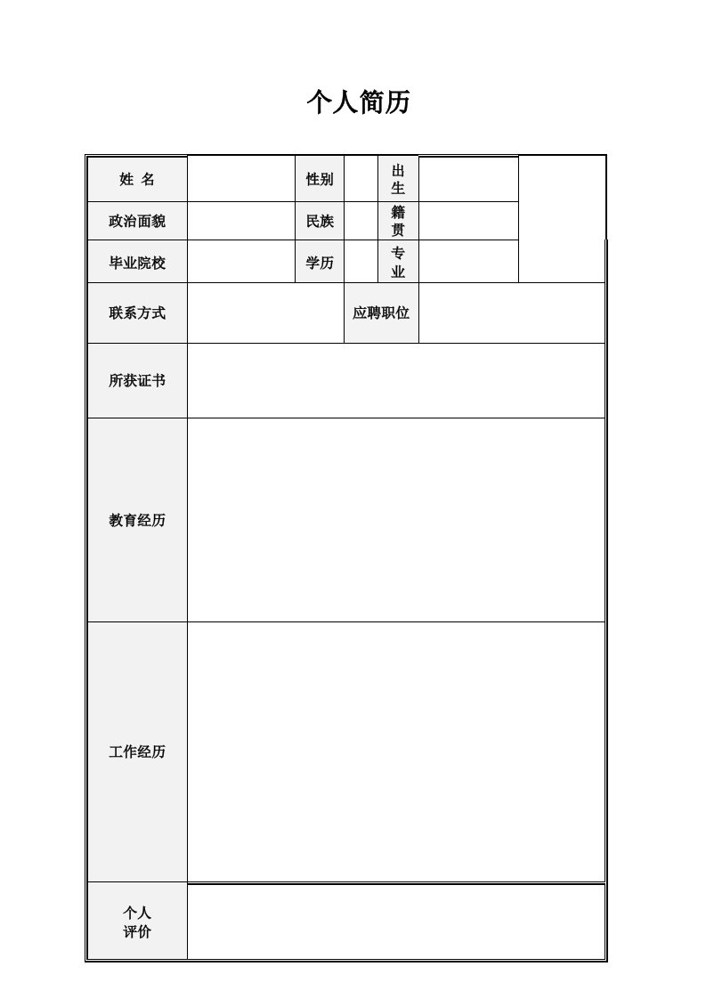 报名简历