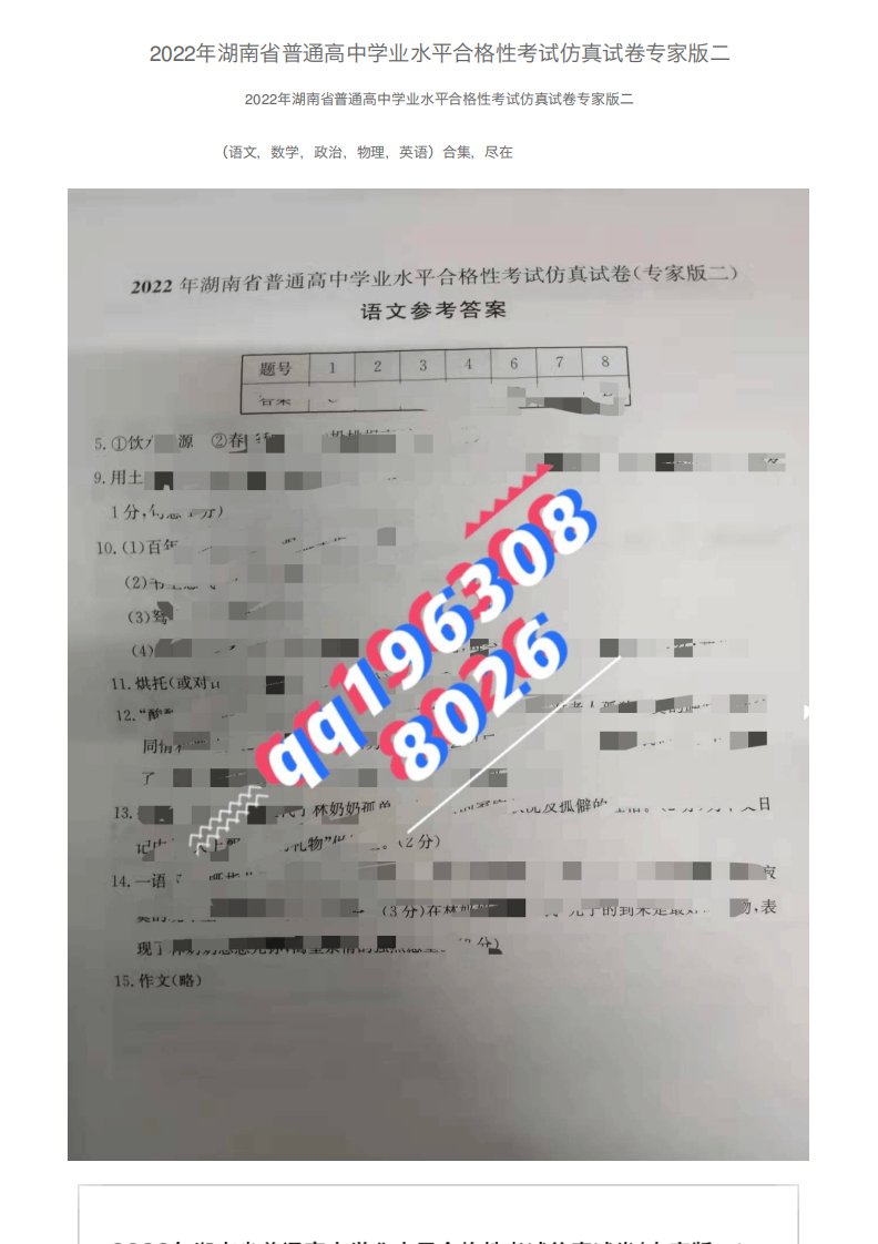 2024年湖南省普通高中学业水平合格性考试仿真试卷专家版二