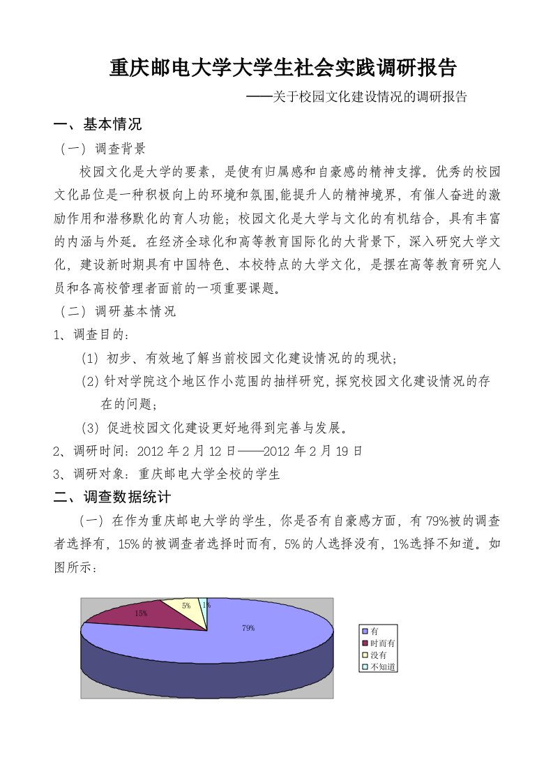 重庆邮电大学大学生社会实践调研报告