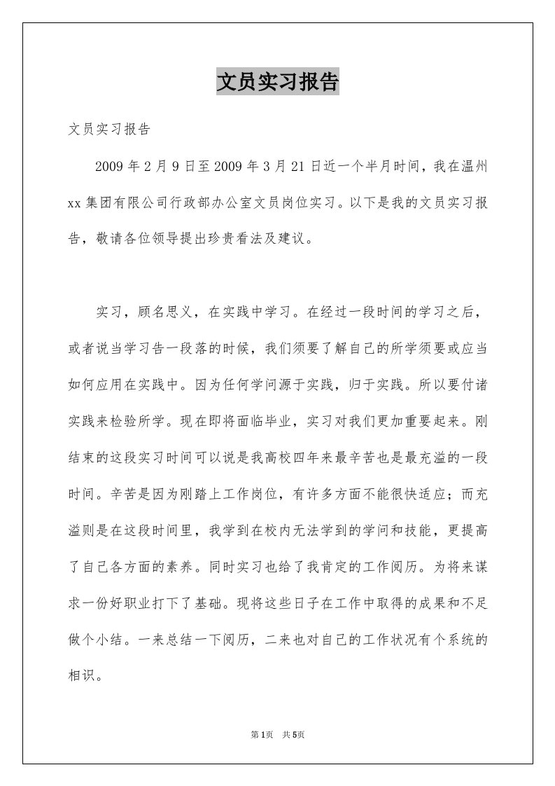 文员实习报告例文8