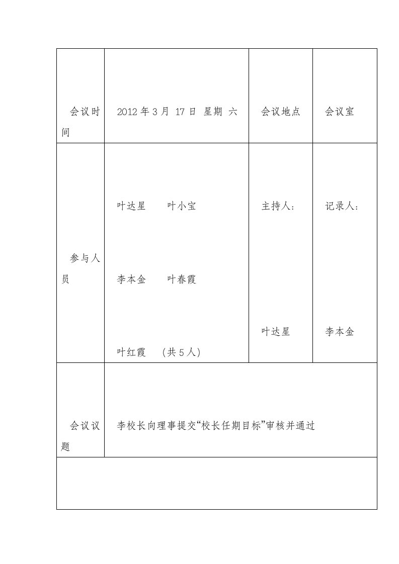 小学理事会会议纪要和决策