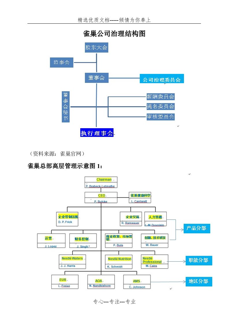 雀巢公司组织结构分析(共12页)