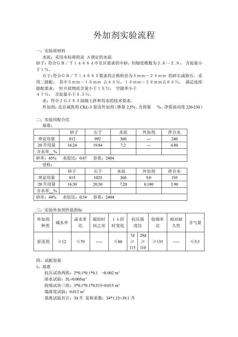 混凝土外加剂实验流程