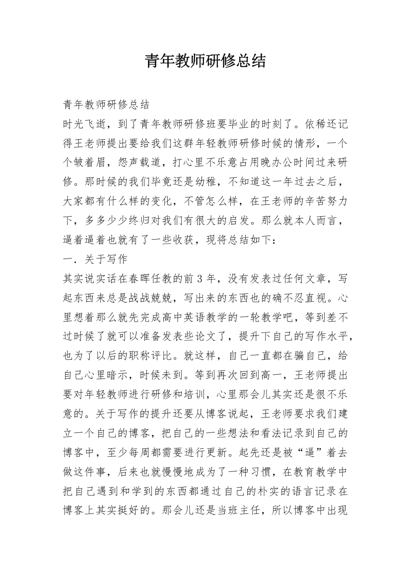 青年教师研修总结