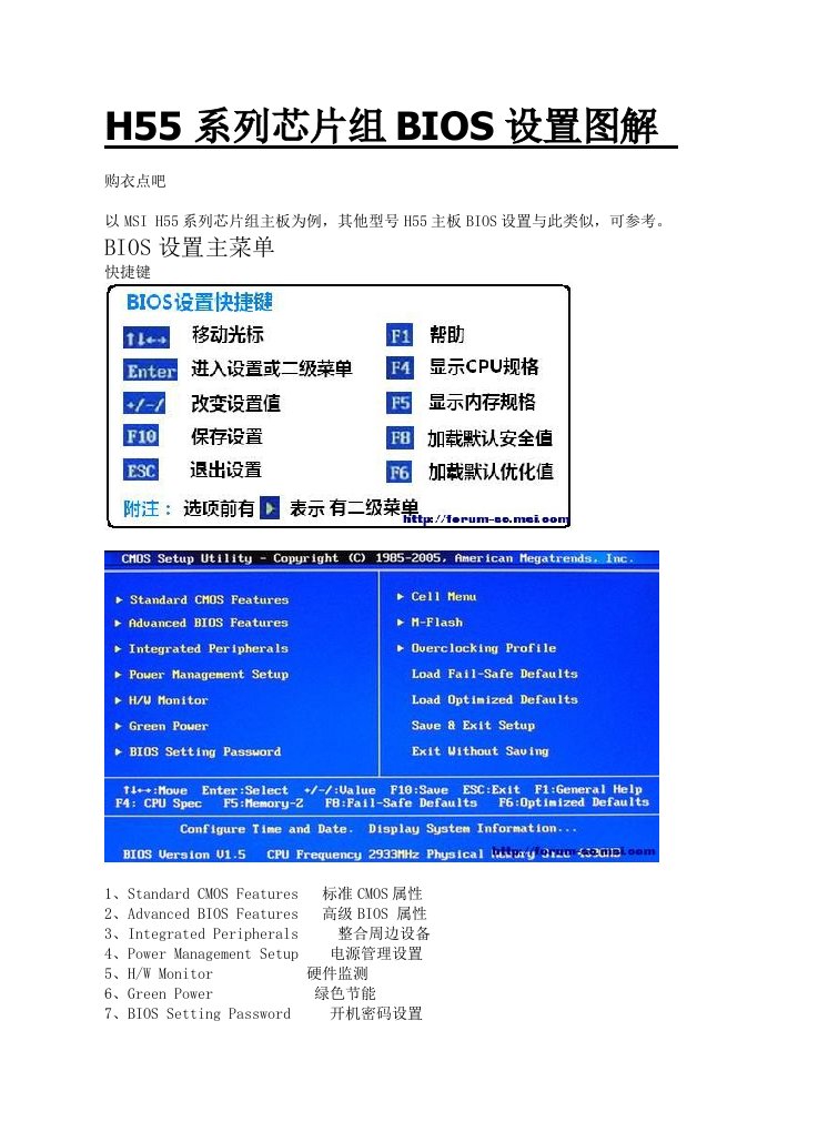 H55系列芯片组BIOS设置图解