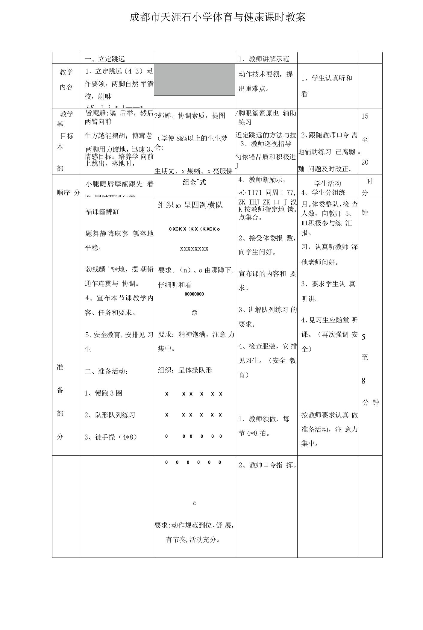 小学体育人教二年级全一册第二部分教学内容与实施建议立定跳远教案