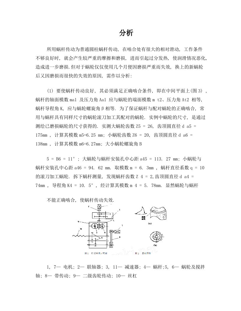 蜗杆的磨损及改进