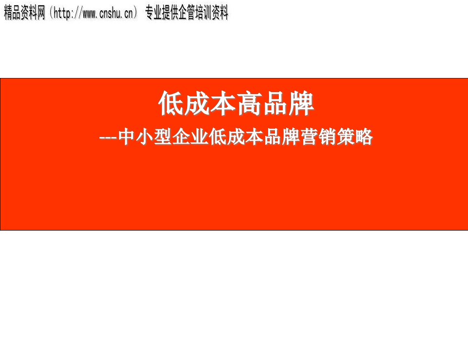 [精选]论中小型企业的低成本品牌营销策略