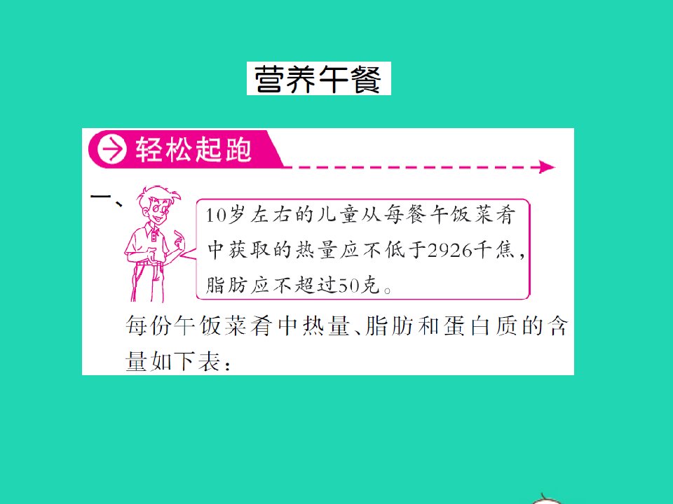 江西专版四年级数学下册营养午餐习题课件新人教版