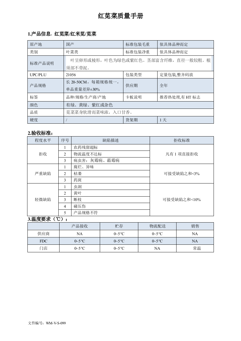 99quality-manual-Chinese红苋菜质量手册验收标准