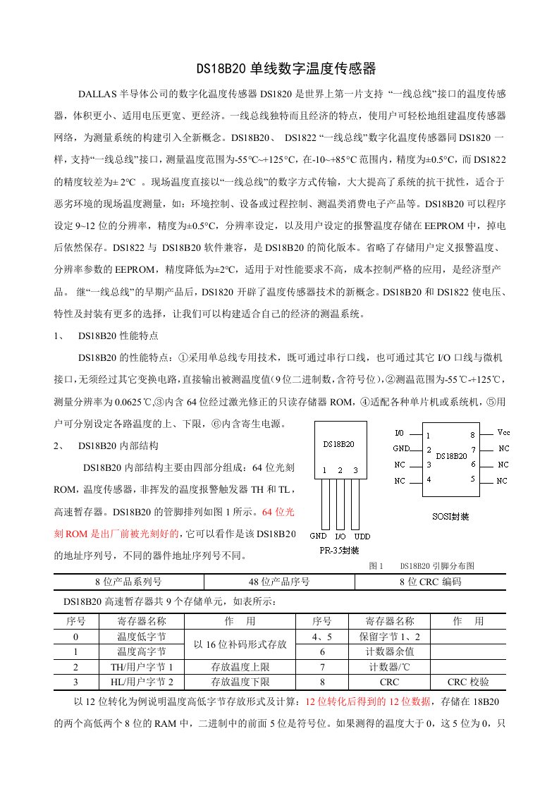 DS18B20介绍、流程图和程序源代码