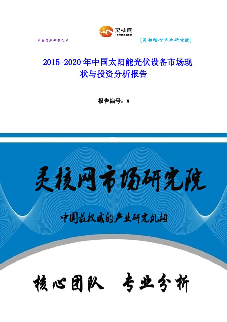 中国太阳能光伏设备行业市场分析和发展趋势研究报告灵核网