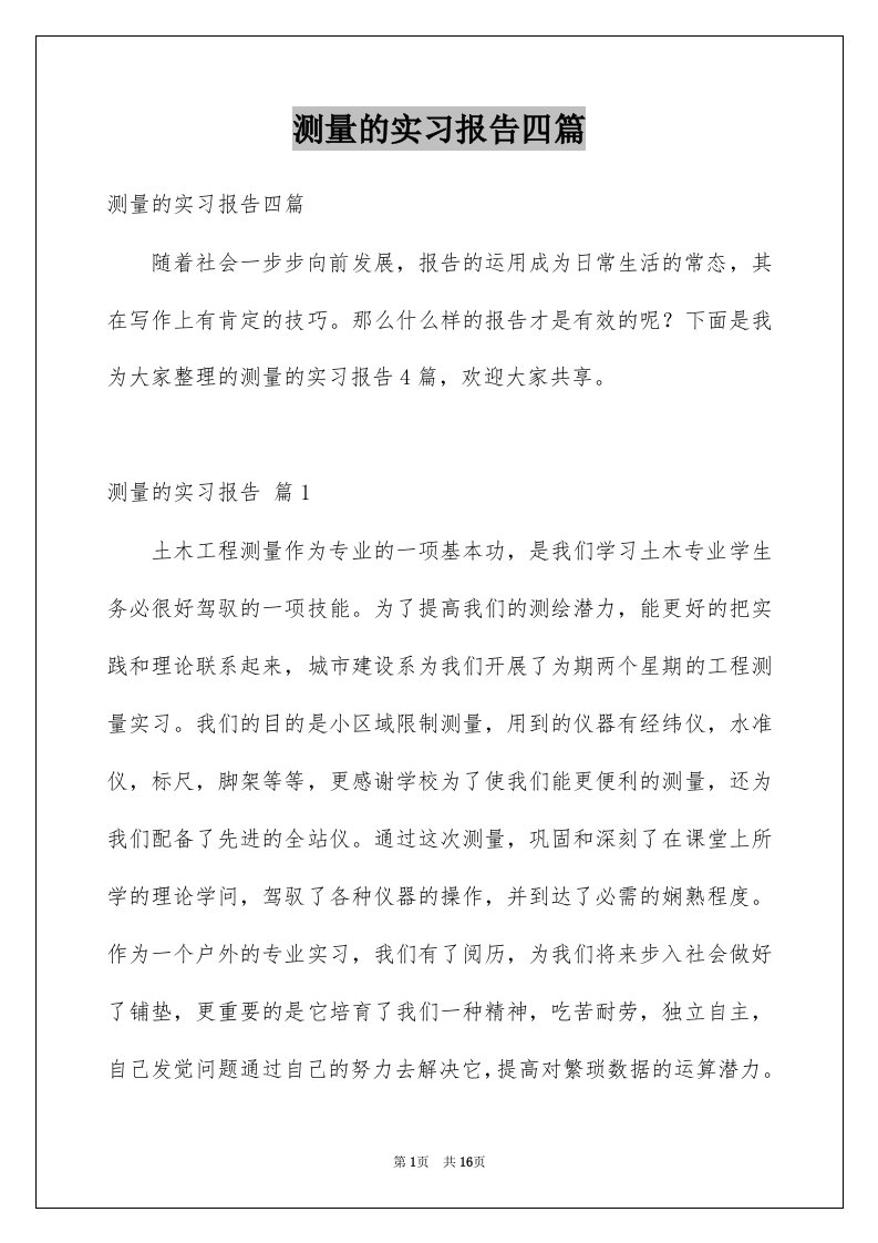 测量的实习报告四篇例文8