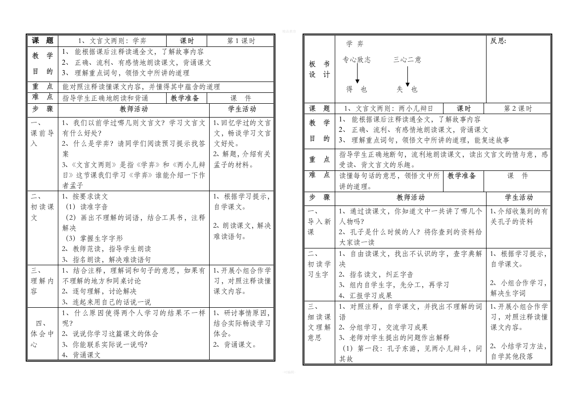 人教版六年级下册语文教案(笔记式)