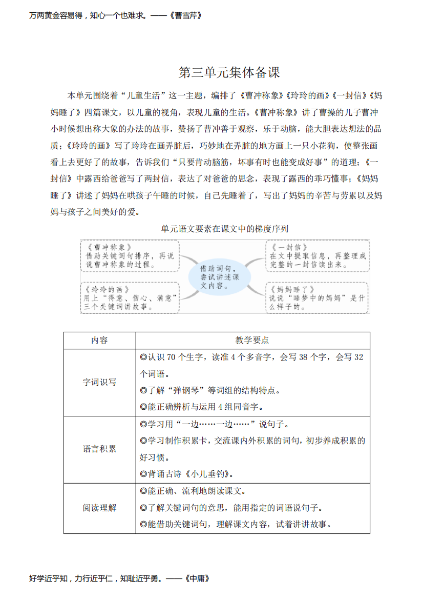 部编人教版二年级语文上册《曹冲称象》配套教案