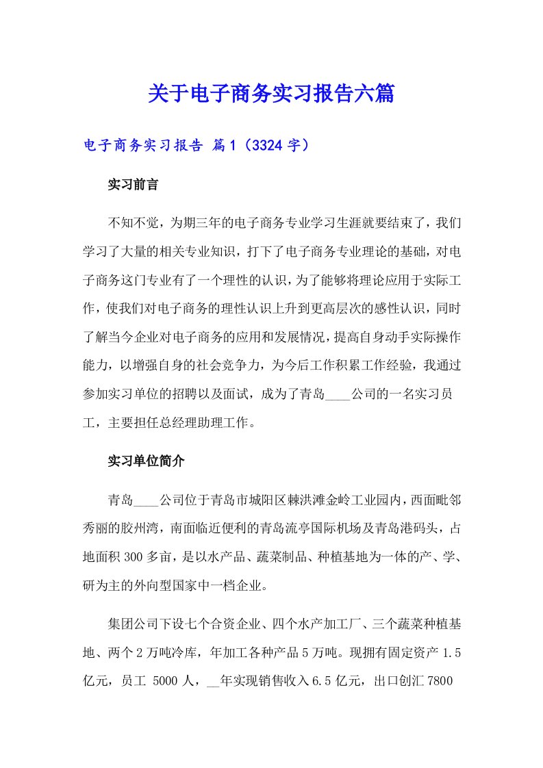 关于电子商务实习报告六篇