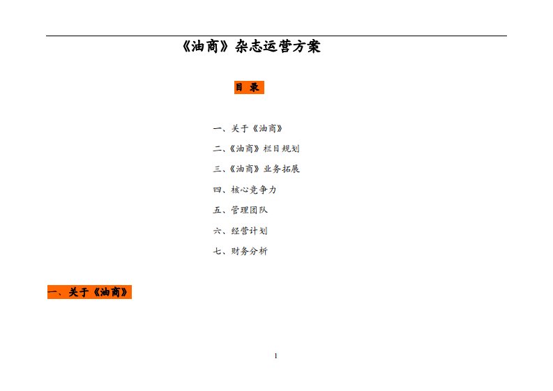 《油商》杂志运营方案