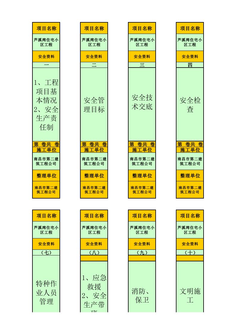 安全资料档案盒标签