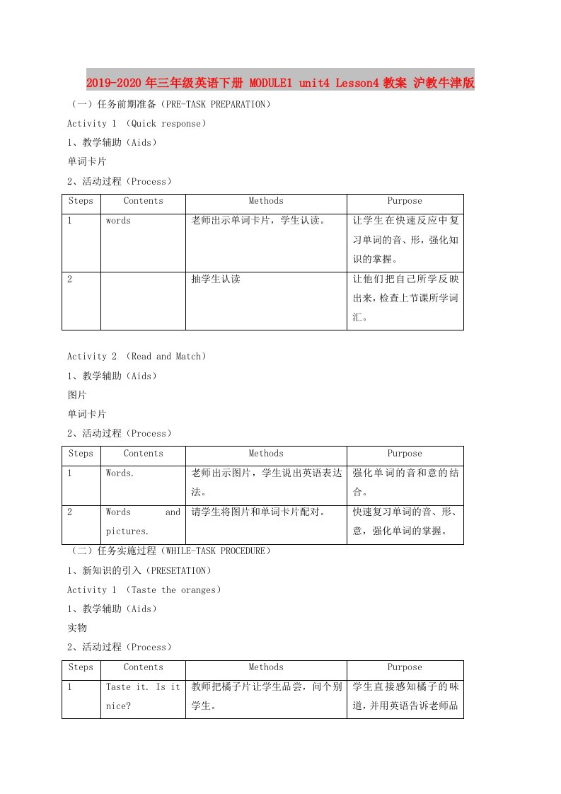 2019-2020年三年级英语下册