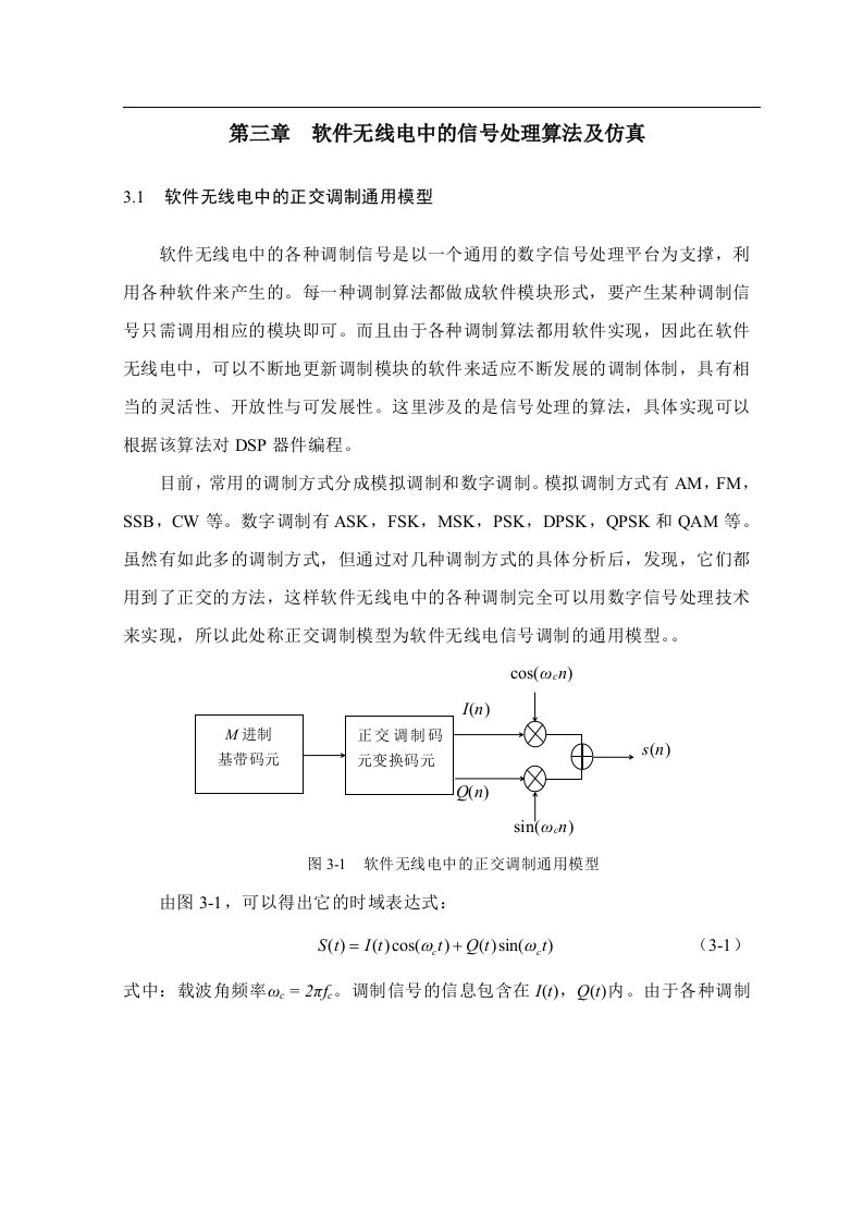 软件无线电中的信号处理算法及仿真