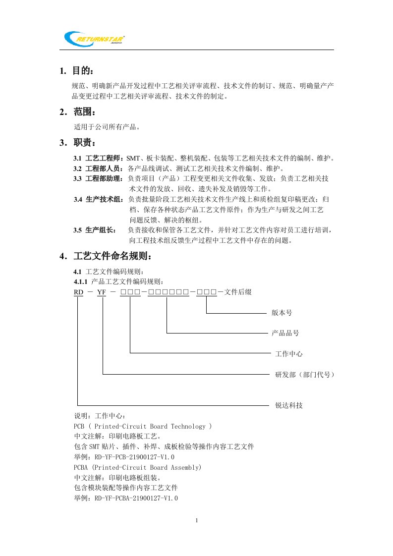 工艺命名规则