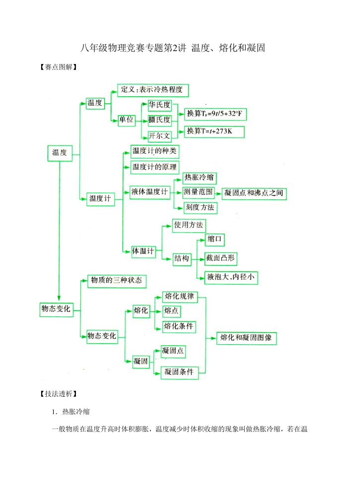 2023年八年级物理竞赛专题第讲温度熔化和凝固