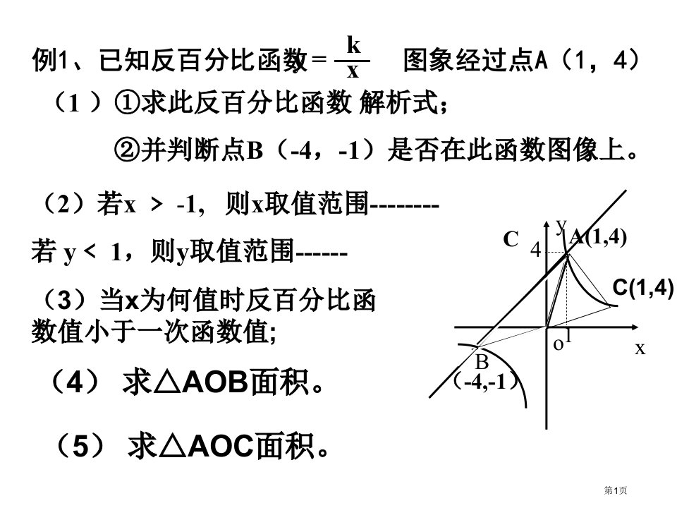 九年级上数学反比例函数期中复习市名师优质课比赛一等奖市公开课获奖课件