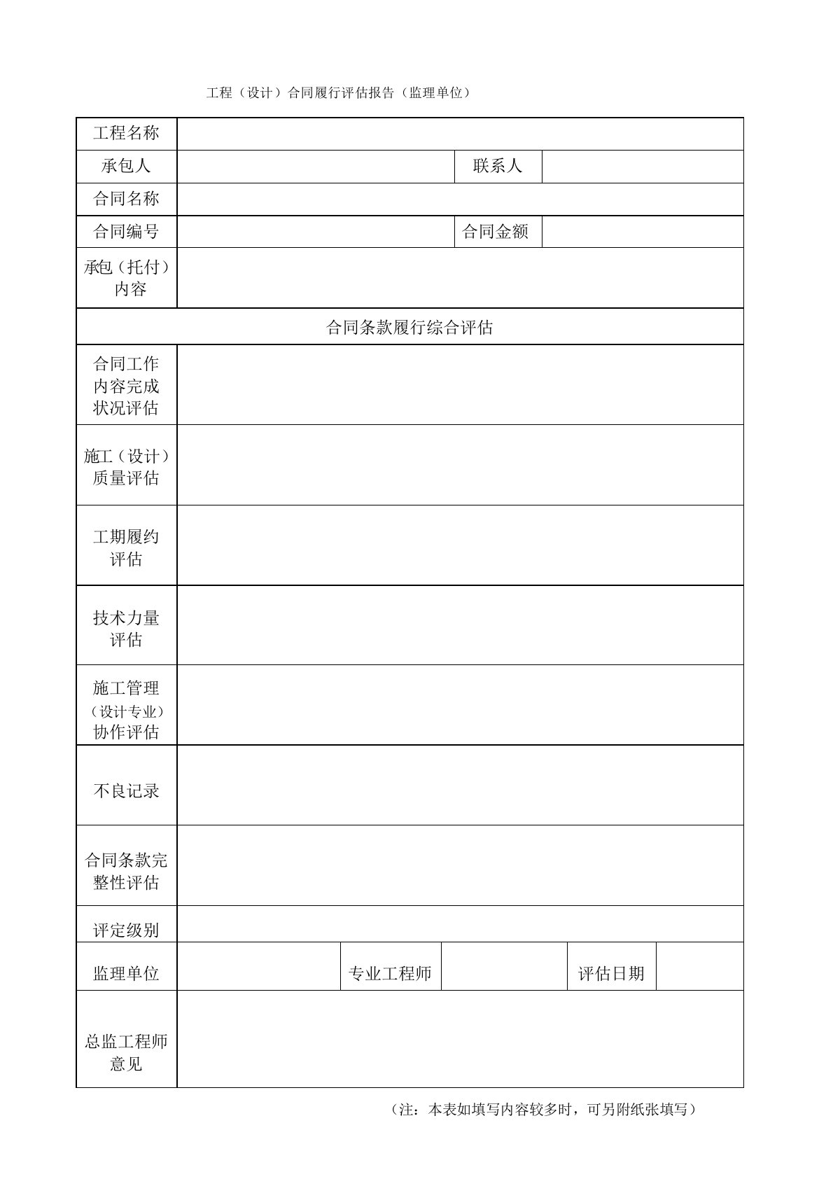 合同履行评估报告