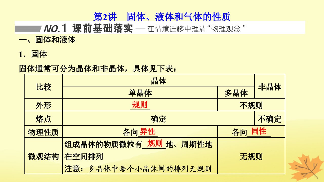 2024届高考物理一轮总复习第六编第十四章热学第2讲固体液体和气体的性质课件