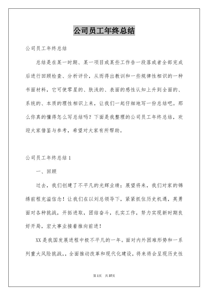 公司员工年终总结例文4