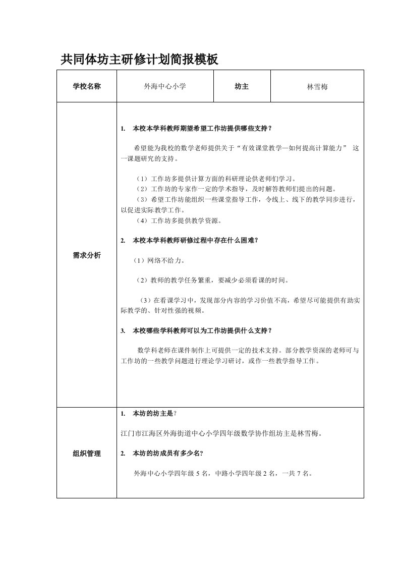 共同体坊主研修计划简报模板（林雪梅）