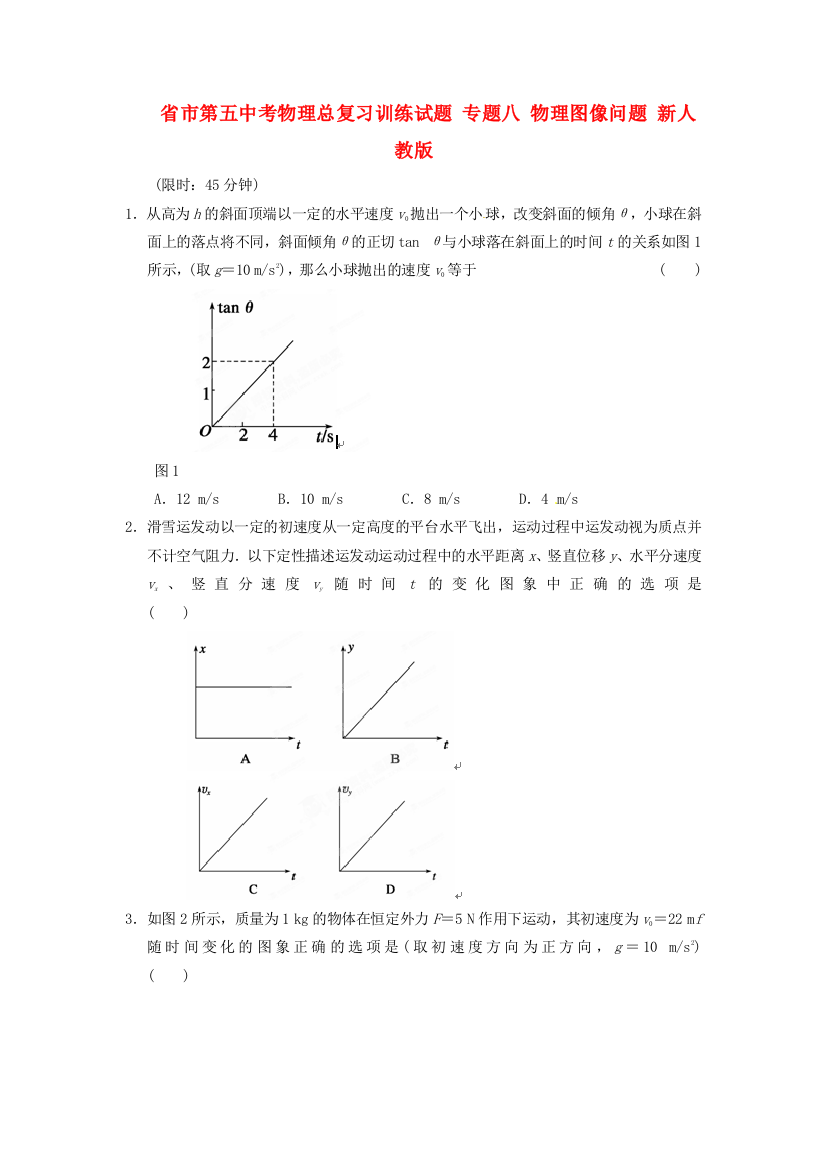 （整理版）市第五中考物理总复习训练试题专题八