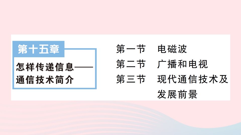 2023九年级物理全册第十五章怎样传递信息__通信技术简介第一节电磁波第二节广播和电视第三节现代通信技术及发展前景作业课件新版北师大版