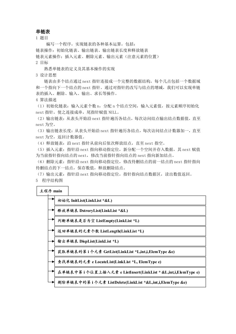 数据结构与算法问题分析及源代码之单链表