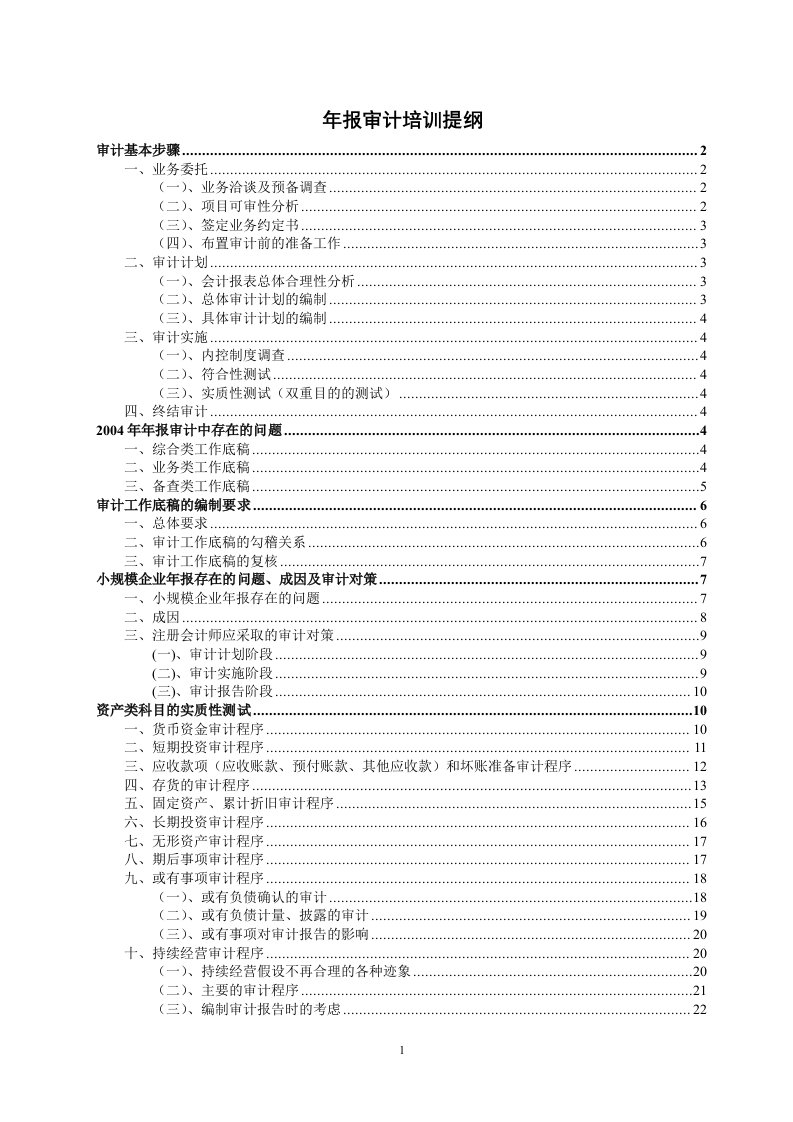 年报审计培训提纲