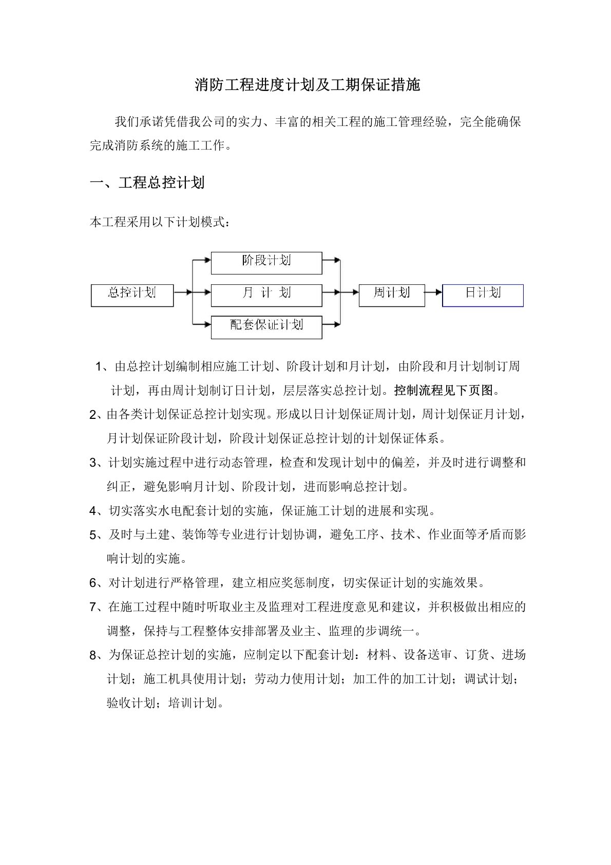 消防工程进度计划及工期保证措施