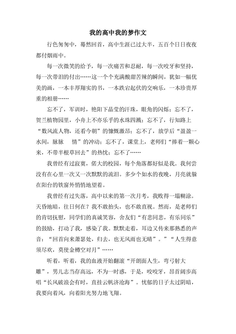 我的高中我的梦作文