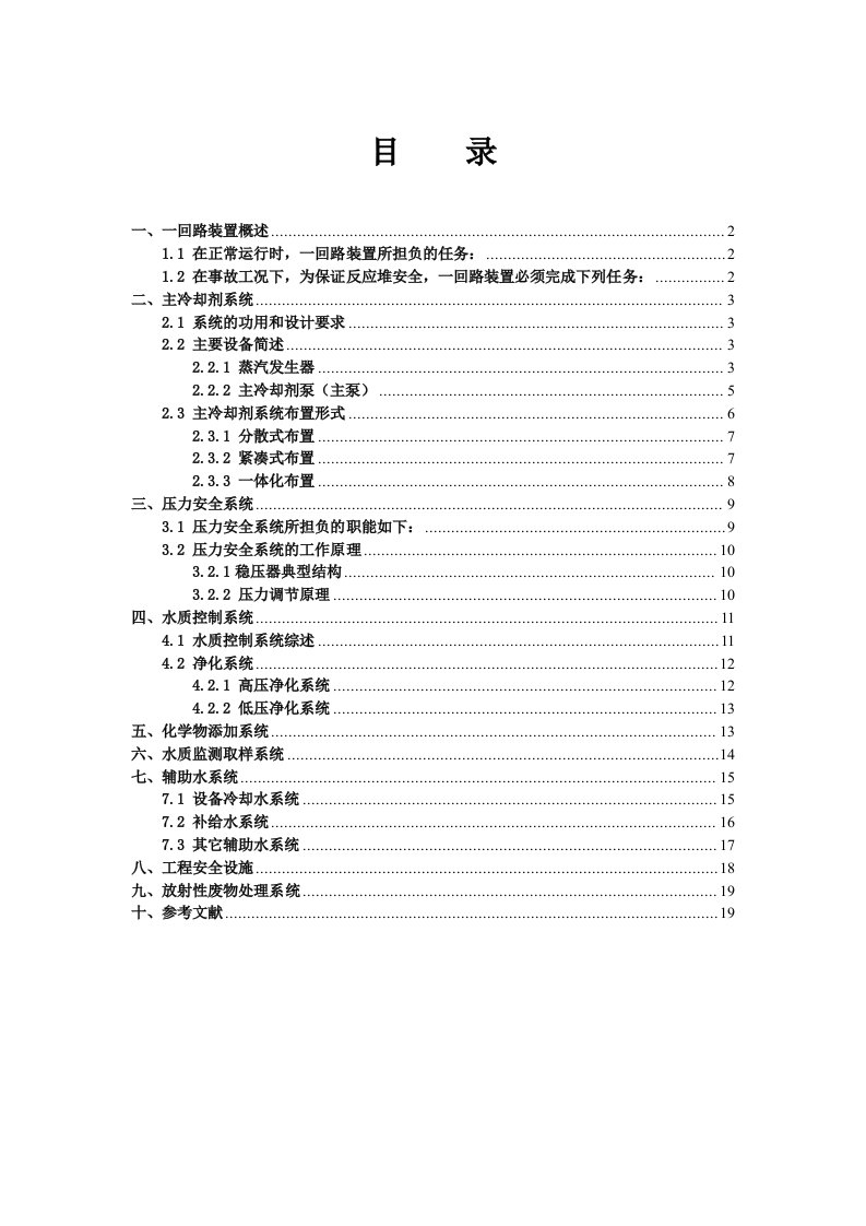 船舶核动力装置一回路系统