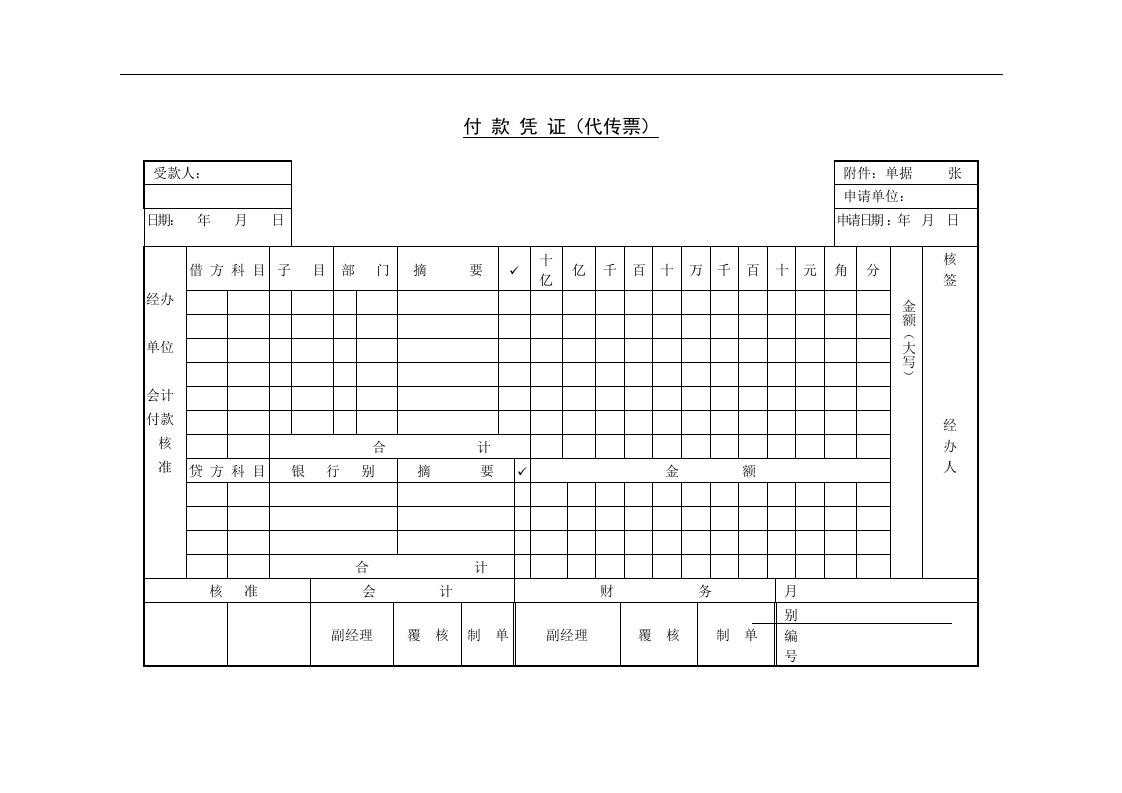 【管理精品】七、付款凭证(代传票)