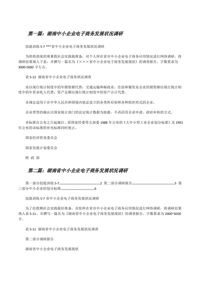 湖南中小企业电子商务发展状况调研[修改版]